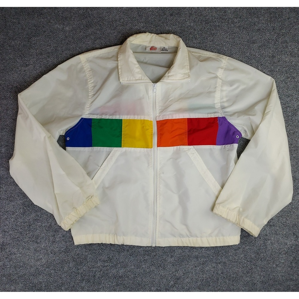 Vintage 1980s Bog Sport Men's XL Zip Up Windbreaker Multi-Color Vented RARE EUC